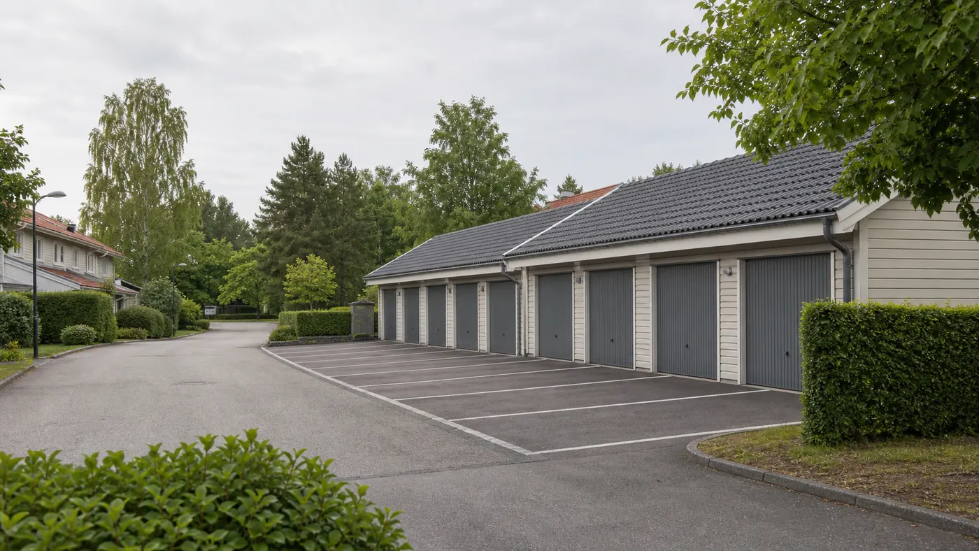 Garage och parkeringsyta i Smedby
